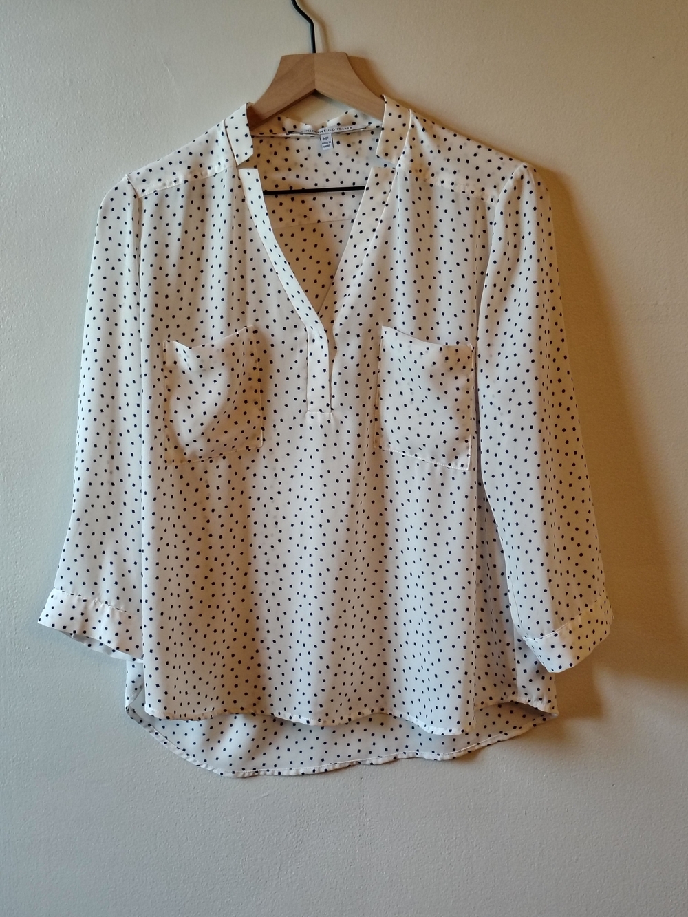 Stitch Fix|Collective Concepts White Blouse with Navy Print